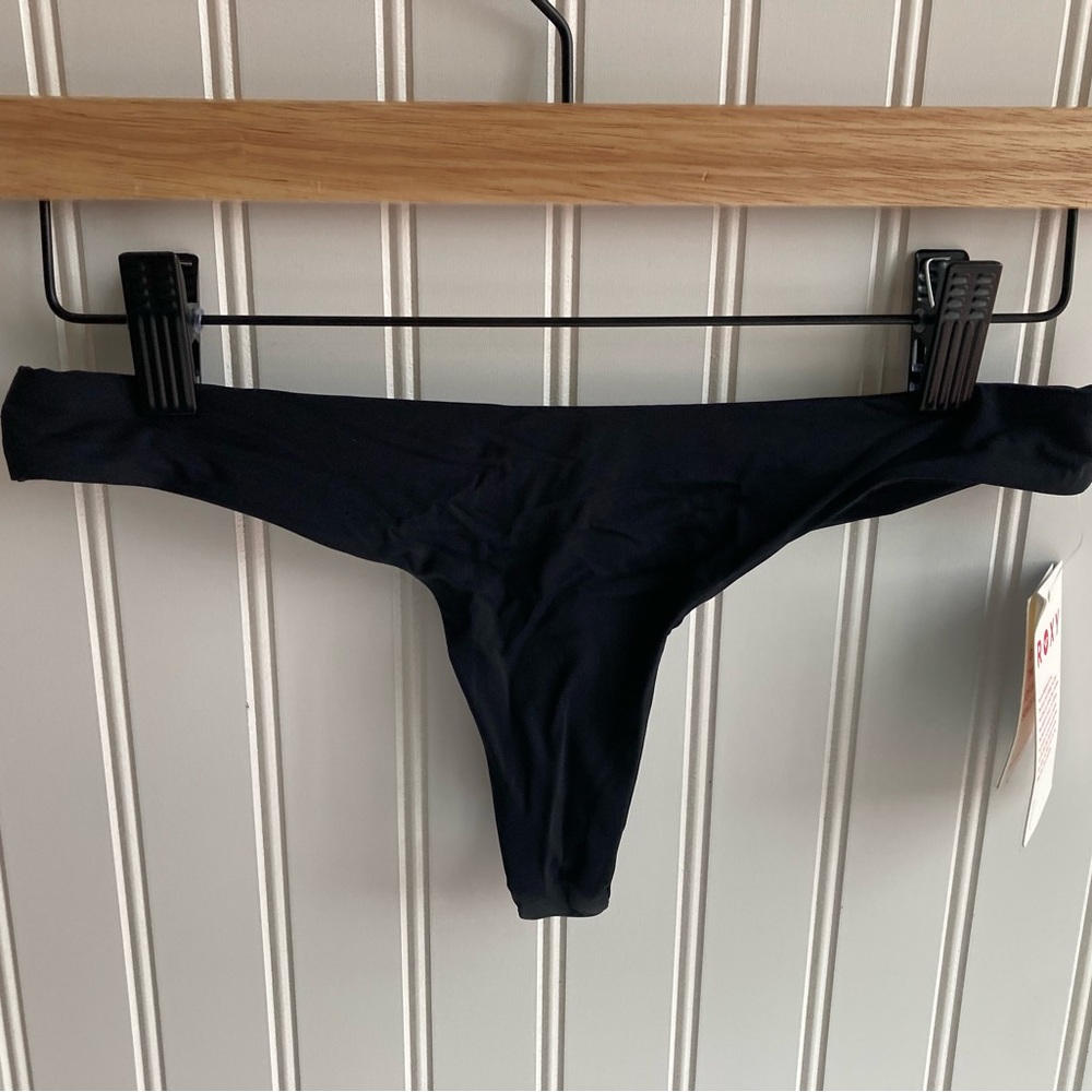Roxy Women’s Mini Coverage Beach Classics Tanga Swim Bottom Black XS NWT